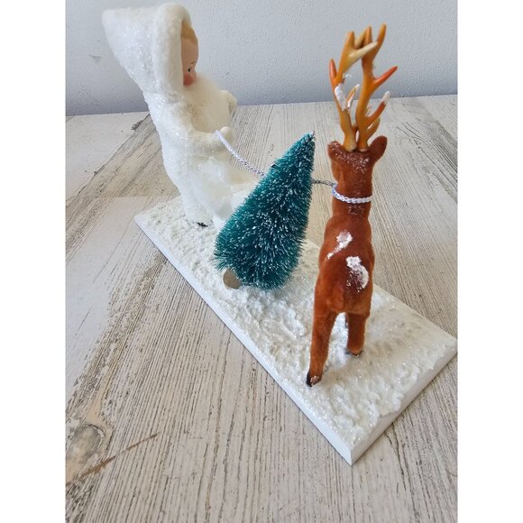 Vintage Elaine roesle little Saint Nick deer reindeer RARE Saint Nicholas snow c - Picture 4 of 8